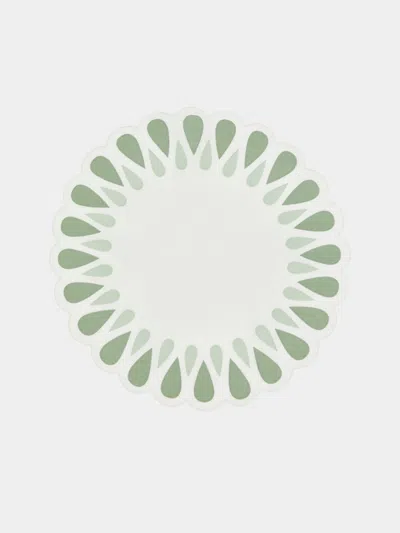 Los Encajeros Drops Embroidered Linen Placemats (set Of 4)  Abask Gift Set In Green