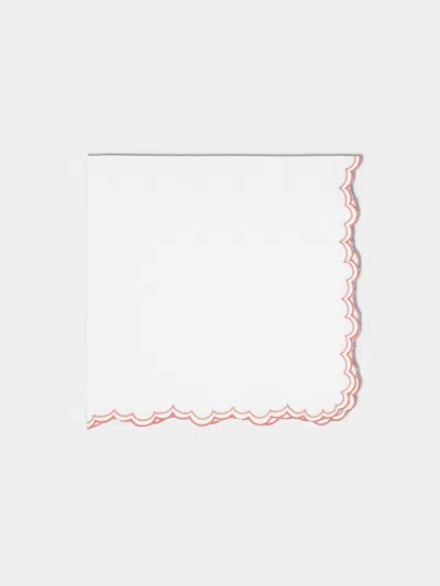 Los Encajeros Escamas Embroidered Linen Napkins (set Of 4)  Abask Gift Set