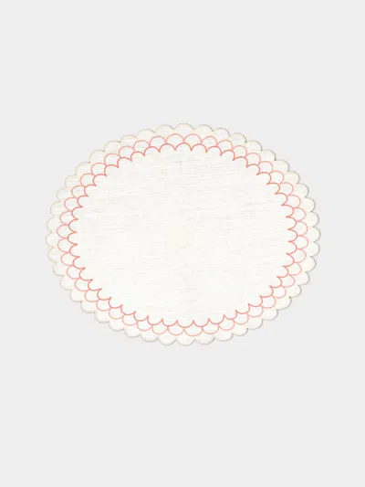 Los Encajeros Escamas Embroidered Linen Placemats (set Of 4)  Abask Gift Set