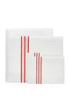 Los Encajeros Five Lineas Satin Queen Bedding Set In Red