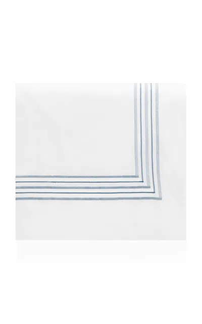 Los Encajeros Five Lineas Satin Queen Duvet Cover In Blue