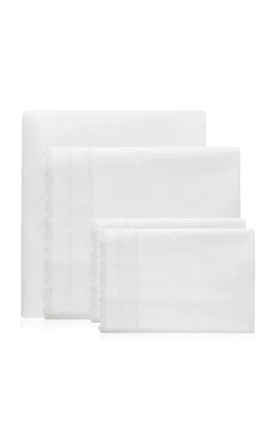 Los Encajeros Hojas Queen Bedding Set In White