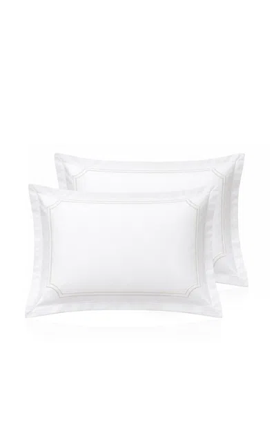 Los Encajeros Louise Cotton Satin Set-of-two Queen Pillowcases In White