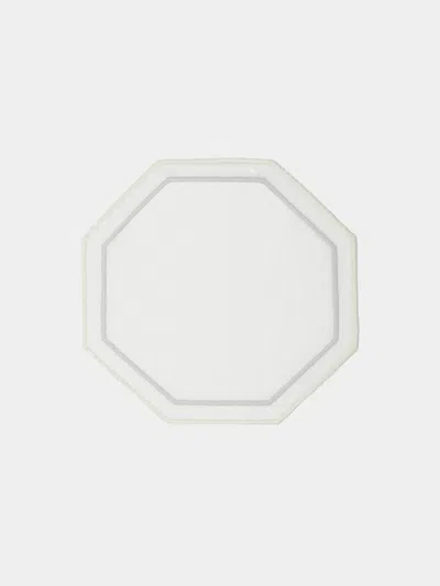 Los Encajeros Octo Embroidered Linen Coasters (set Of 6)  Abask Gift Set In White
