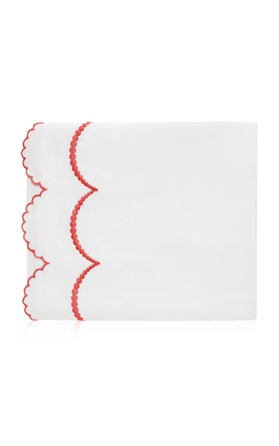 Los Encajeros Perlas Satin King Top Sheet In Red