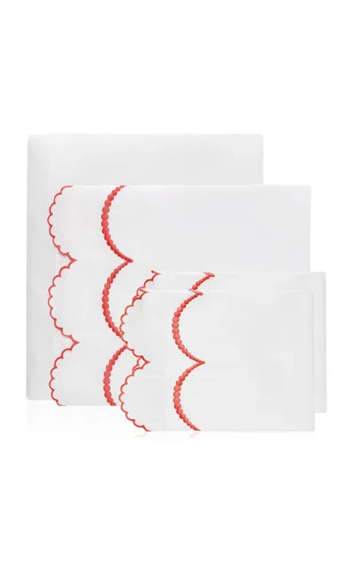 Los Encajeros Perlas Satin Queen Bedding Set In Red