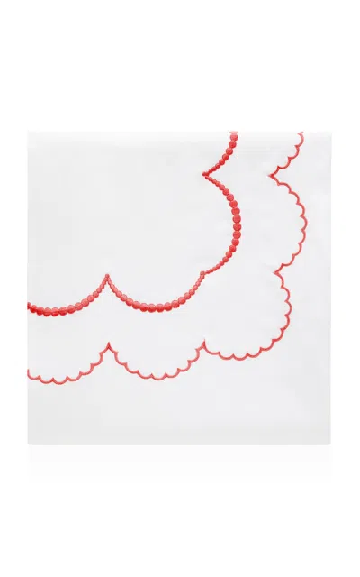 Los Encajeros Perlas Satin Queen Duvet Cover In Red