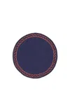 Los Encajeros Set Of Four Bowline Navy/blood Orange Coasters In Multi