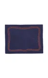 Los Encajeros Set Of Four Bowline Navy/blood Orange Cocktail Napkins In Multi