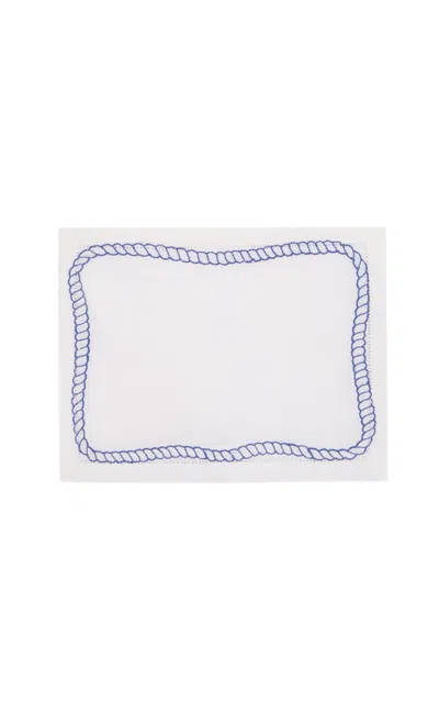 Los Encajeros Set Of Four Bowline White/navy Cocktailnapkins In Multi