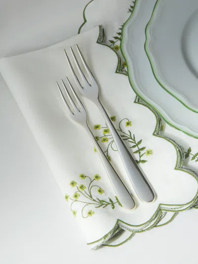 Los Encajeros Spring Embroidered Linen Napkins (set Of 4)  Abask Gift Set