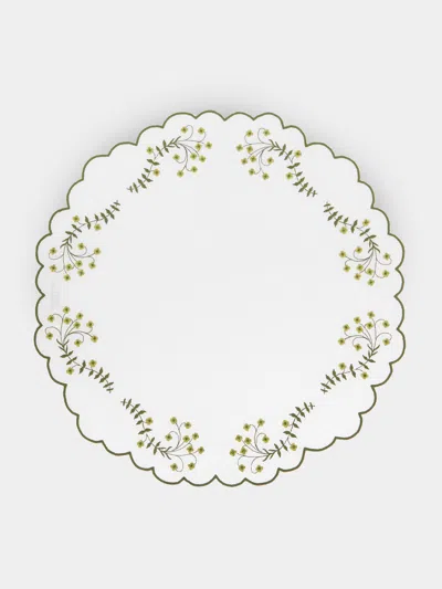 Los Encajeros Spring Embroidered Linen Placemats (set Of 4)  Abask Gift Set