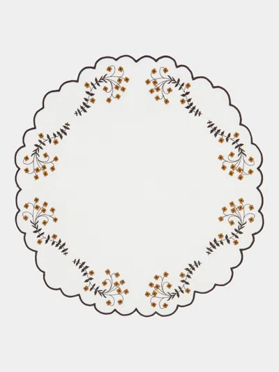 Los Encajeros Spring Embroidered Linen Placemats (set Of 4)  Abask Gift Set In White