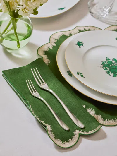 Los Encajeros Valver Embroidered Linen Napkins (set Of 4)  Abask Gift Set