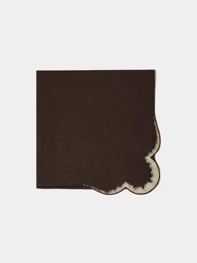 Los Encajeros Valver Embroidered Linen Napkins (set Of 4)  Abask Gift Set