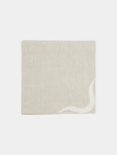 Los Encajeros Zurbano Eco Embroidered Linen Napkins (set Of 4)  Abask Gift Set