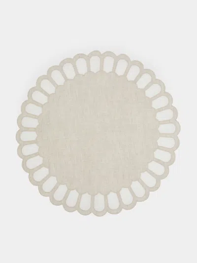 Los Encajeros Zurbano Eco Embroidered Linen Placemats (set Of 4) In Gray