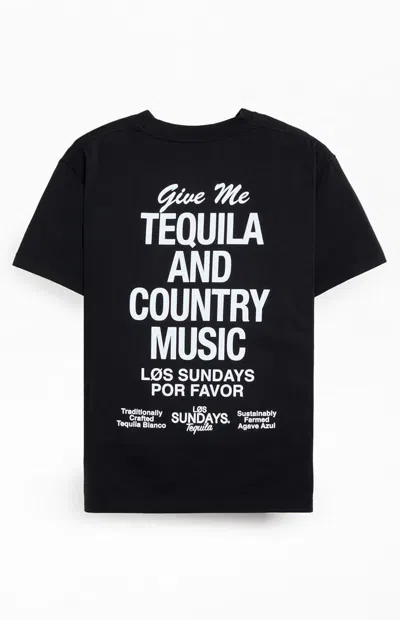 Los Sundays Men's Black The Tequila & Country Music T-shirt