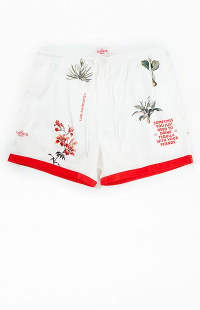 Los Sundays Men's Sometimes 5" Swim Trunks In White