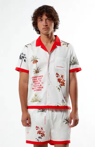 Los Sundays Men's Sometimes Woven Camp Shirt In White In Multi