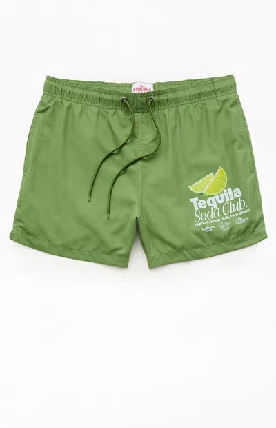 Los Sundays Men's Tequila And Soda 5" Swim Trunks In Green