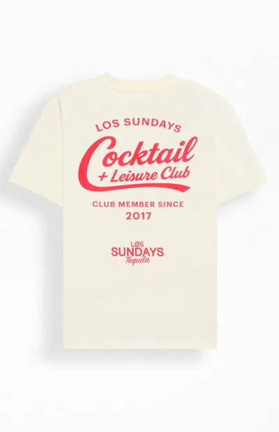 Los Sundays Men's The Cocktail And Leisure Club T-shirt In Off White In Neutral