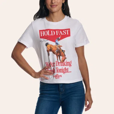 Los Sundays Women's White Hold Fast Graphic T-shirt
