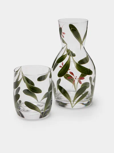 Los Vasos De Agua Clara Dragonfly Hand-painted Crystal Carafe And Tumbler In Transparent