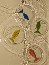 Los Vasos De Agua Clara Fish Hand-painted Glass Bread Plates (set Of 6)  Abask Gift Set