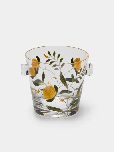 Los Vasos De Agua Clara Jaipur Hand-painted Crystal Ice Bucket In Transparent