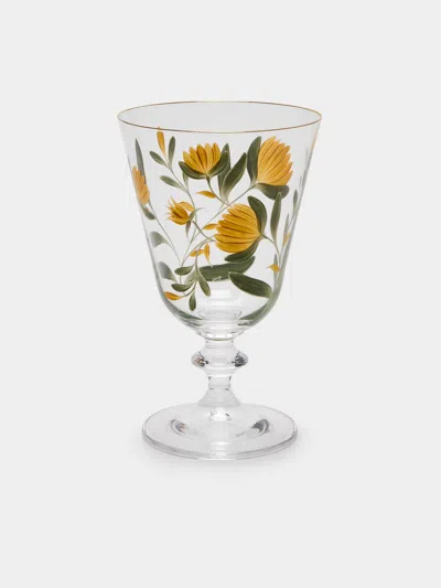 Los Vasos De Agua Clara Jaipur Hand-painted Crystal Stemmed Glasses (set Of 6) In Transparent