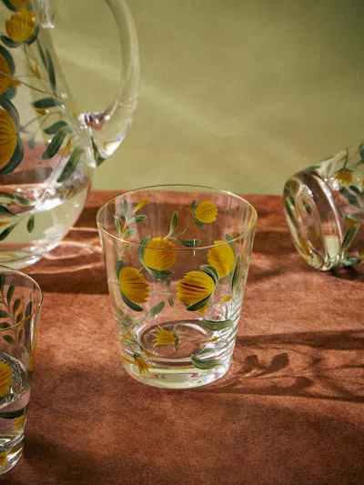 Los Vasos De Agua Clara Jaipur Hand-painted Crystal Tumblers (set Of 6) In Transparent