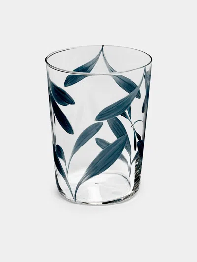 Los Vasos De Agua Clara Melides Hand-painted Glass Tumblers (set Of 6)  Abask Gift Set In Green