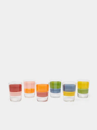Los Vasos De Agua Clara Portofino Hand-painted Glass Tumblers (set Of 6)  Abask Gift Set In Multi