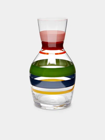 Los Vasos De Agua Clara Portofino Stripe Hand-painted Glass Carafe  Abask Luxury Gift In Multi