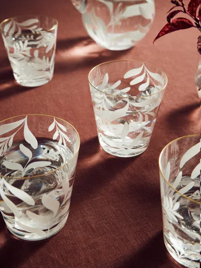 Los Vasos De Agua Clara Saanen Hand-painted Crystal Tumblers (set Of 6)  Abask Gift Set
