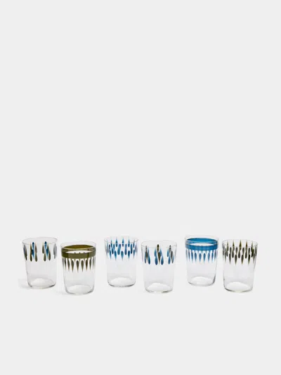 Los Vasos De Agua Clara Soul Hand-painted Glass Tumblers (set Of 6)  Abask Gift Set In Multi