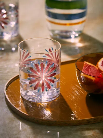 Los Vasos De Agua Clara St Tropez Hand-painted Glass Tumblers (set Of 6)  Abask Gift Set In Red