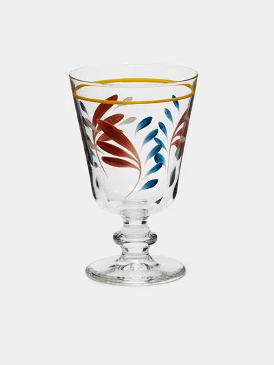Los Vasos De Agua Clara Tirol Hand-painted Stemmed Glasses (set Of 6)  Abask Gift Set In Multi