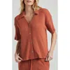 Losano Women's Yellow / Orange Button Down Shirt -  Baked Clay In Baked Clay