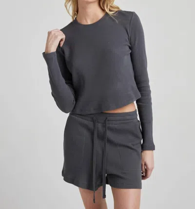 Losano Eco-comb Long Sleeve Top In Charcoal In Pink
