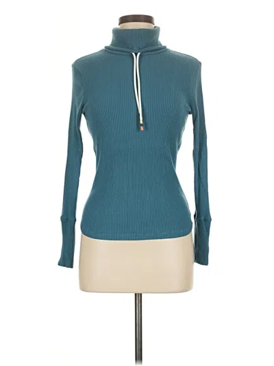 Pre-owned Losano Long Sleeve Top Teal Turtleneck Tops