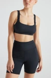 Losano Women's Renew Rib Square Neck Bra - Black In Black