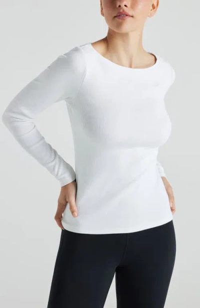 Losano Serene Rib Long Sleeve Top In Snow