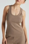 Losano Serene Rib Tank In Pine Bark