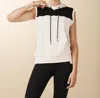 LOSANO SLEEVELESS WARM UP HOODIE IN DUNE/BLACK