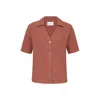 Losano Women's Yellow / Orange Button Down Shirt -  Baked Clay