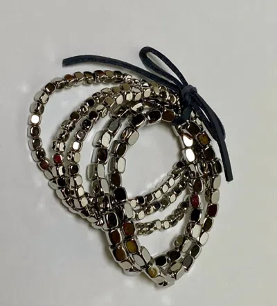 Lost And Found Trading Co. Women's Hematite Stretch Bracelets Set In Silver In Gray