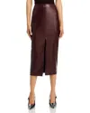 Lost And Wander Valor Of Venus Faux Leather Midi Skirt In Burgundy