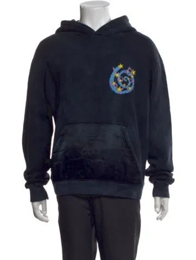 Pre-owned Lost Daze Graphic Print Crew Neck Hoodie In Blue